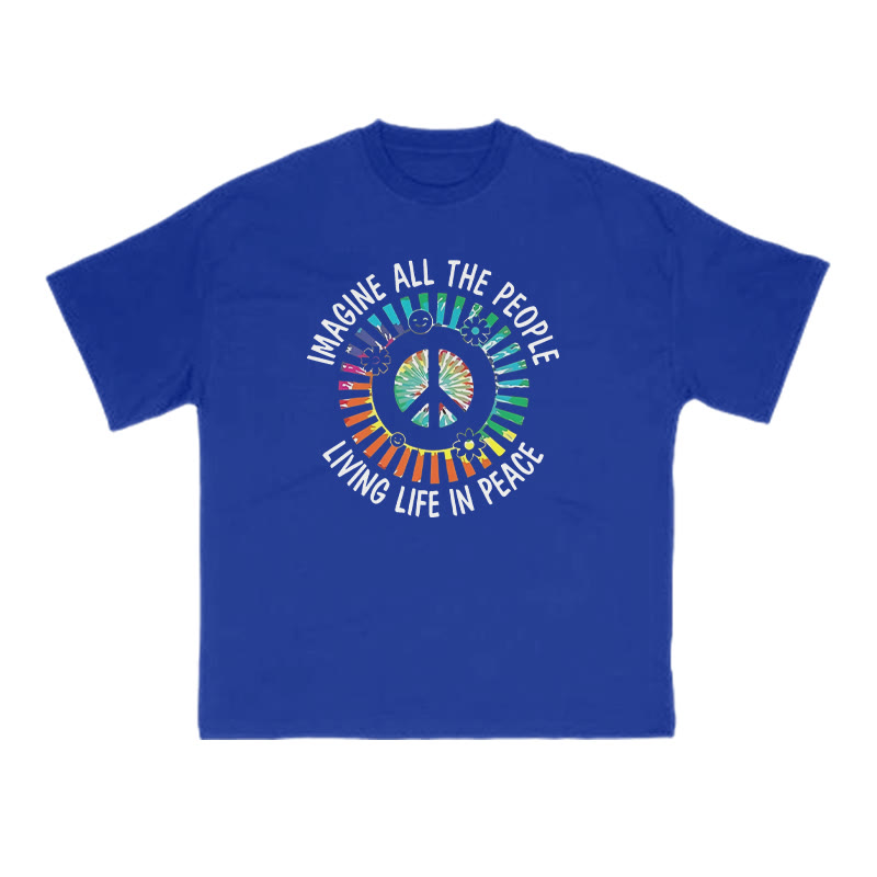 Imagine All The People Living Life In Peace Print T-shirt - Blue - US16-18(2XL) - image 9