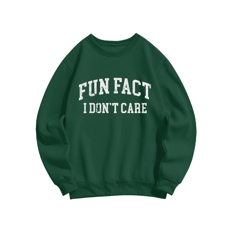 Fun Fact I Don't Care Print Sweatshirt - Dark Green - US16-18(2XL) - image 8