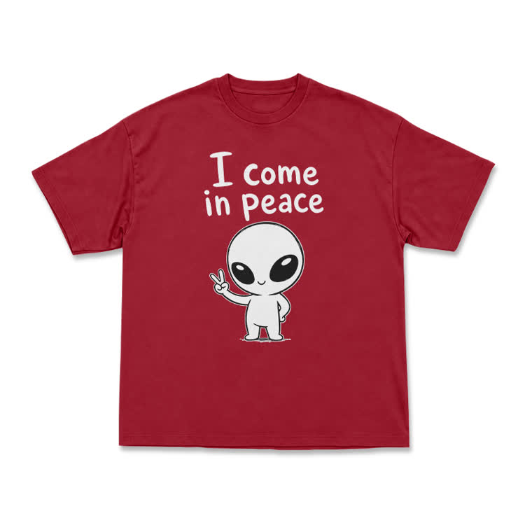 I Come in Peace Alien Graphic T-Shirt - Red - US16-18(2XL) - image 7