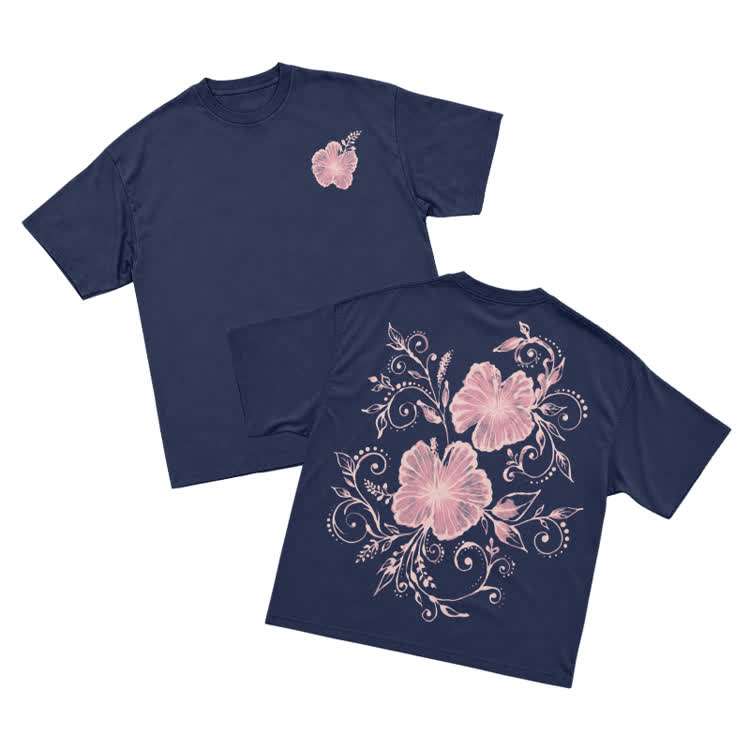 Bleach Island Bloom Statement Back Print Short Sleeve T-shirt - Navy Blue - US16-18(2XL) - image 6
