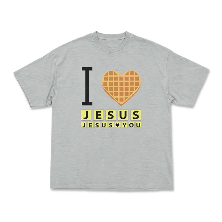 I Heart Jesus Graphic Casual Crew Neck T Shirt - Grey - US16-18(2XL) - image 8