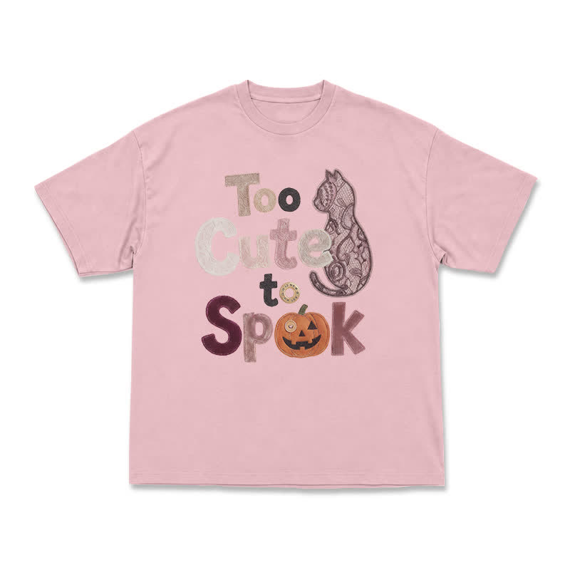 Playful Halloween Cat Silhouette Boxy Crewneck T-Shirt - Pink - US16-18(2XL) - image 6