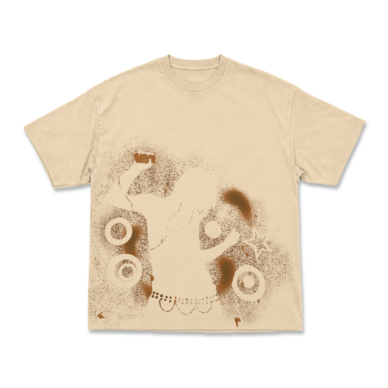 Streetwear Spray Art Portrait Art Graphic Print T-shirt - Apricot - US16-18(2XL) - image 12