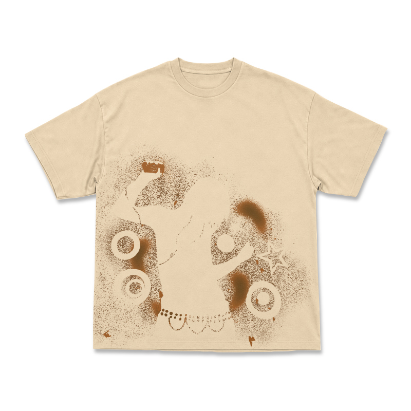 Streetwear Spray Art Portrait Art Graphic Print T-shirt - Apricot - US16-18(2XL) - image 12