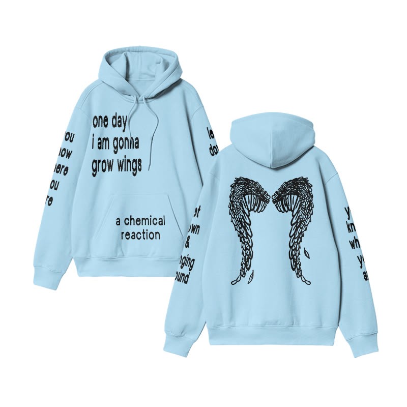 Unisex One Day I Am Gonna Grow Wings Print Hoodie - Blue - US16-18(2XL) - image 14