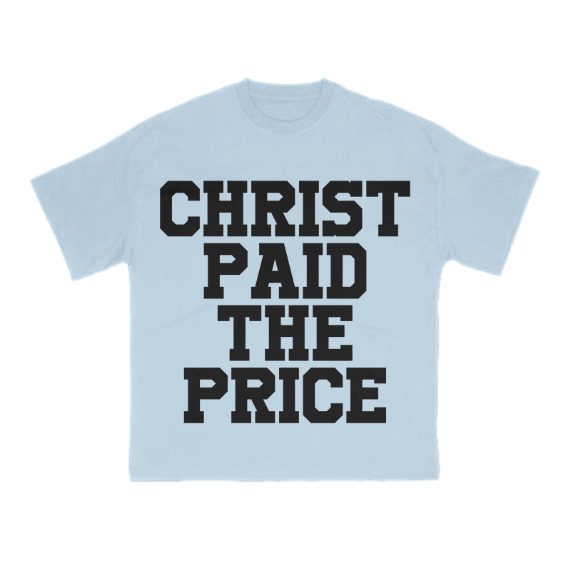 Christ Paid The Price Print T-shirt - Light Blue - US16-18(2XL) - image 11