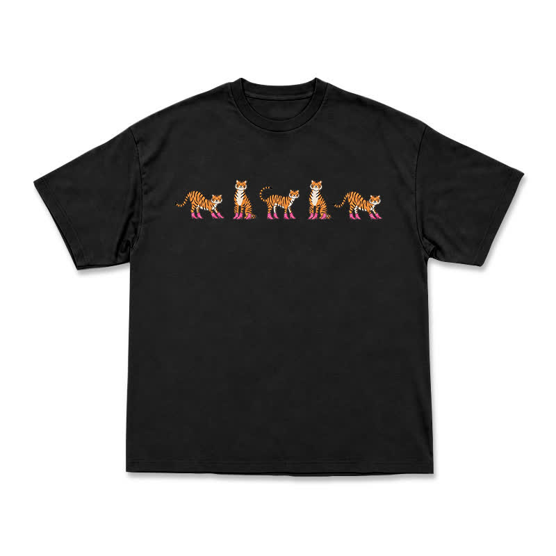 Lavender Mini Tiger Print Relaxed Fit Short Sleeve T-Shirt - Black - US16-18(2XL) - image 8