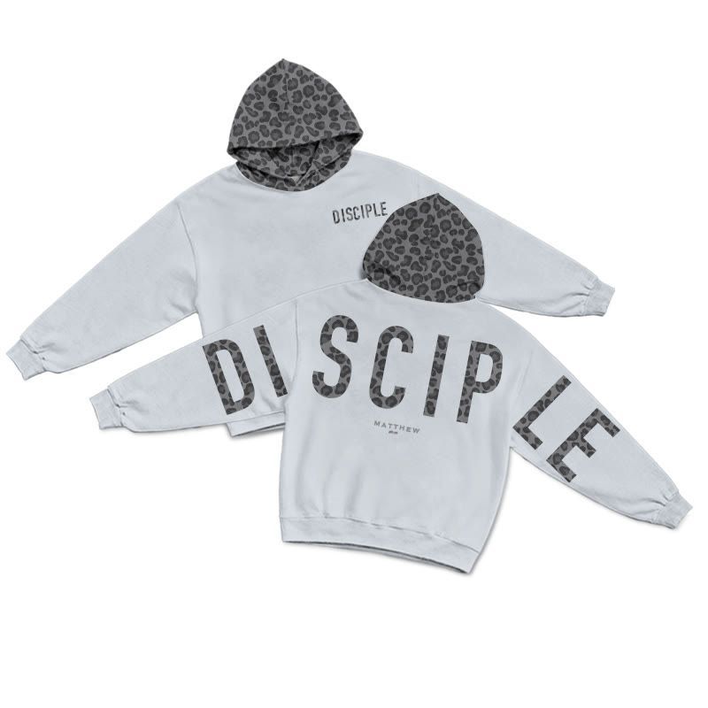 Disciple Matthew 28:19 Leopard Design Patchwork Print Causal Hoodie - Light Gray - US44-46(8XL) - image 7
