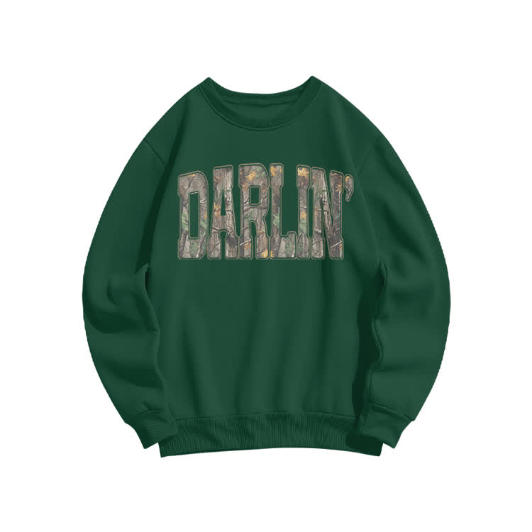 Casual Darlin' Camo Graphic Print Sweatshirt - Dark Green - US16-18(2XL) - image 3