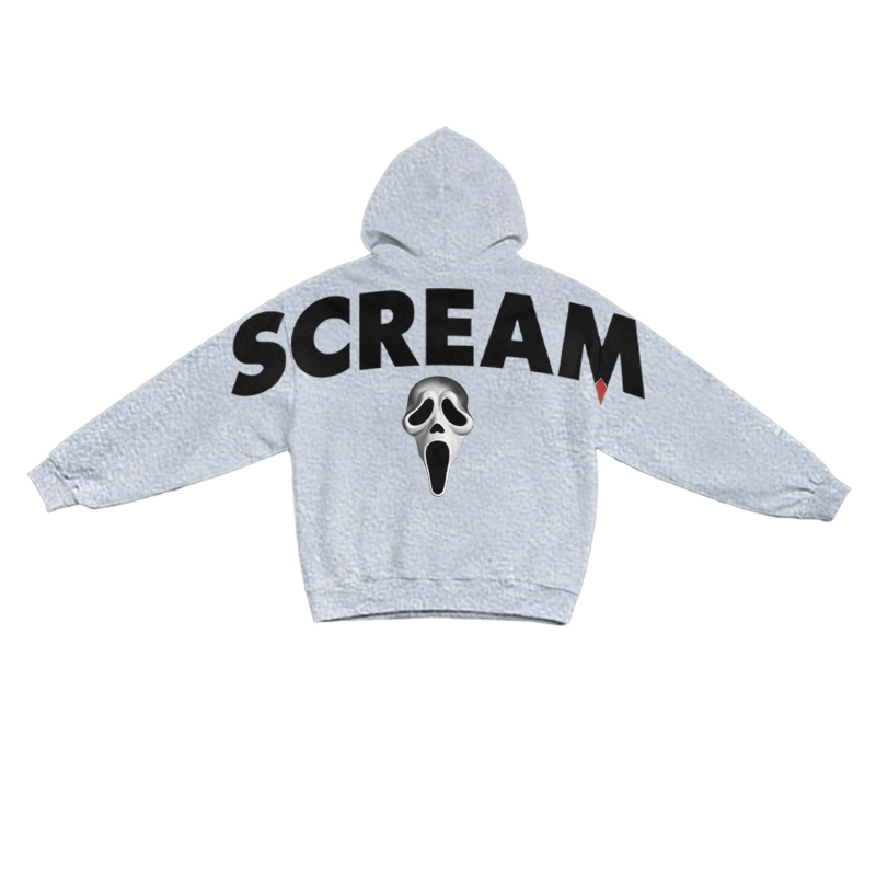 Gothic SCREAM Letter Print Long Sleeve Hoodie - Grey - US16-18(2XL) - image 8