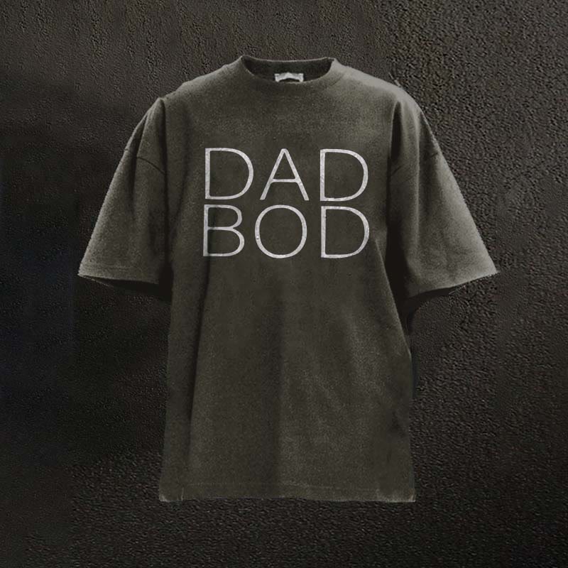 100% Cotton Dad Bod Printed Washed Gym T-shirt - Dark Green - 2XL - image 4