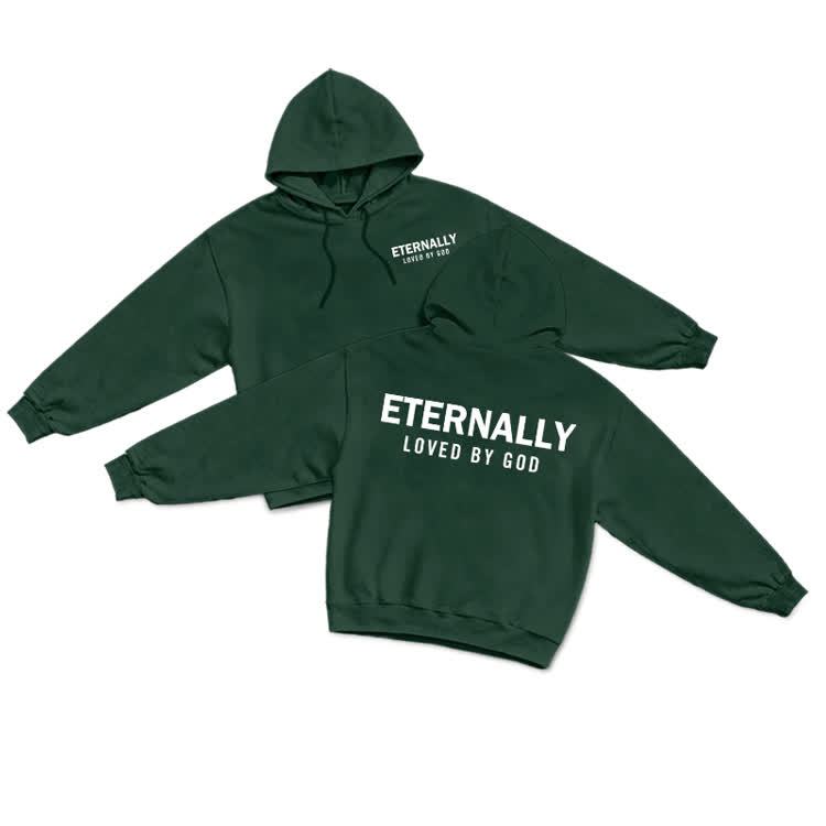 Streetwear Inspired Eternally Loved by God Hoodie - Dark Green - US16-18(2XL) - image 3