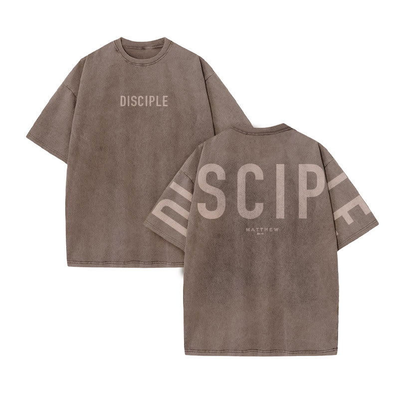 Disciple Matthew 28:19 Print Acid Washed T-shirt - Coffee - US20-22(3XL) - image 4