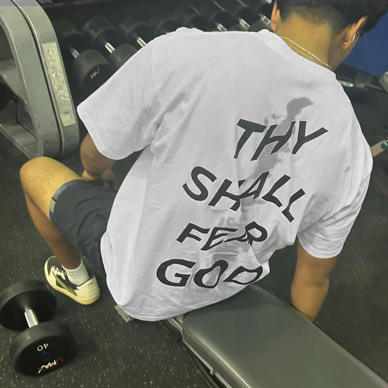 Unisex 100% Cotton Thy Shall Fear God Print T-shirt - White - US16-18(2XL) - image 3