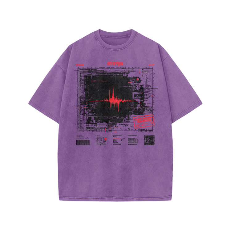 Techwave Graphic Print Acid Washed T-Shirt - Purple - US20-22(3XL) - image 6