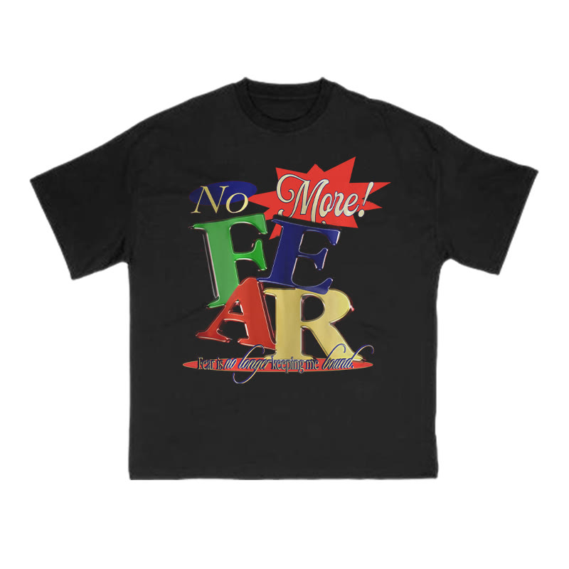 Unisex 100% Cotton No More Fear Print T-shirt - Black - US16-18(2XL) - image 3