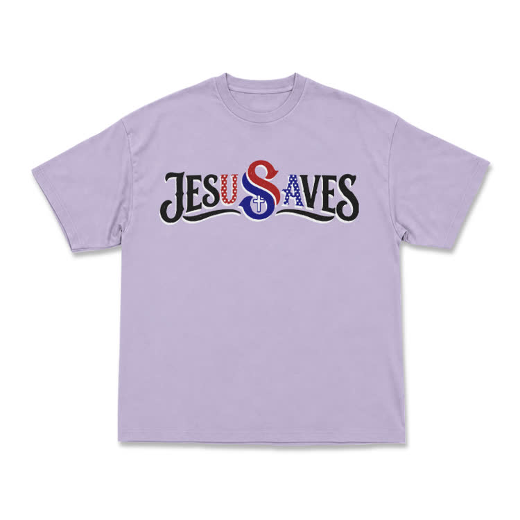 Vintage Faith Jesus Saves Front Print Casual T-Shirt - Purple - US16-18(2XL) - image 7