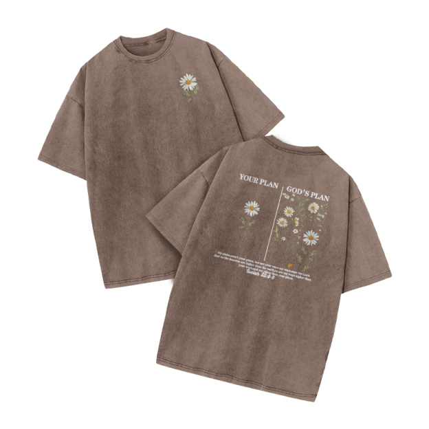 God's Plan Jeremiah 29:11 Print Acid Washed T-shirt - Coffee - US20-22(3XL) - image 4