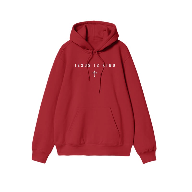 Jesus Is King Simple Design Print Causal Hoodie - Red - US16-18(2XL) - image 6