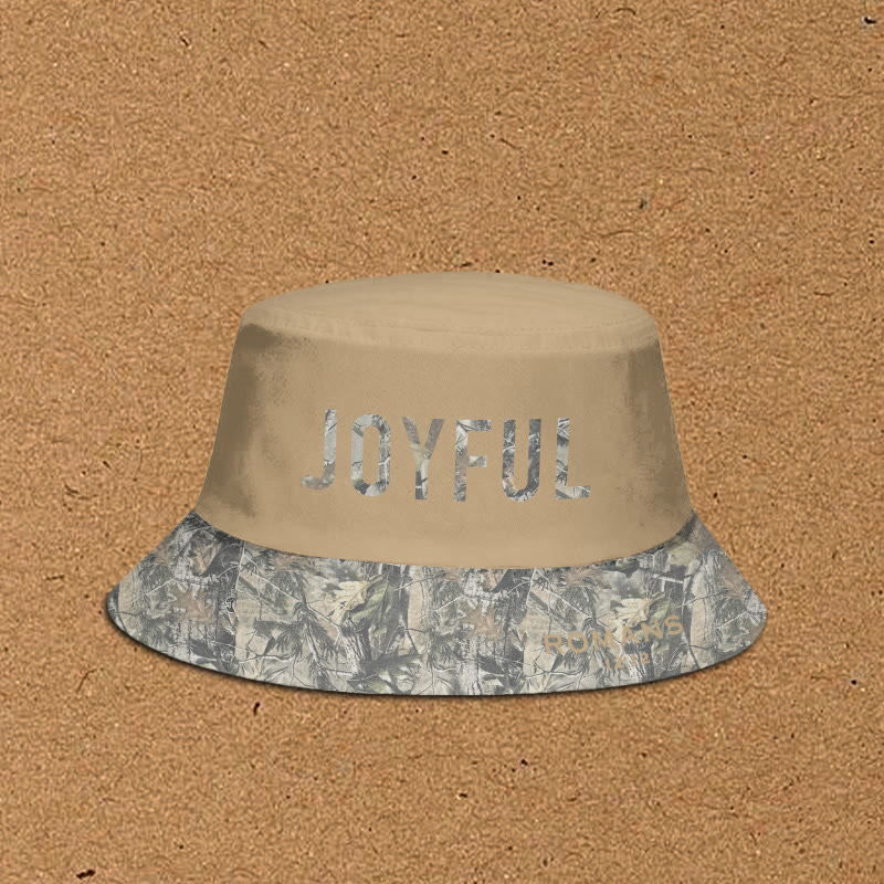 Joyful Romans 12:12 Dead Leaves Camouflage Patchwork Print Bucket Hat - Khaki - XL(62cm) - image 5