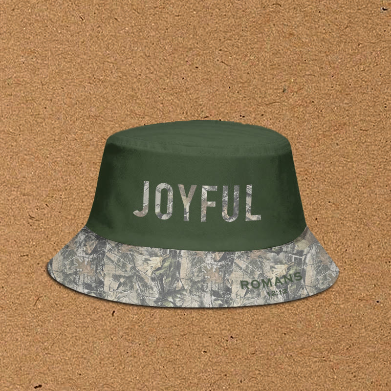 Joyful Romans 12:12 Dead Leaves Camouflage Patchwork Print Bucket Hat - Army Green - XL(62cm) - image 4