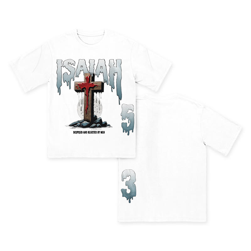 Unisex 100% Cotton Creative Isaiah Print T-shirt - White - US16-18(2XL) - image 3