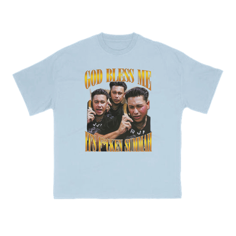 God Bless Me It's F*cken Summah Print T-shirt - Light Blue - US16-18(2XL) - image 11
