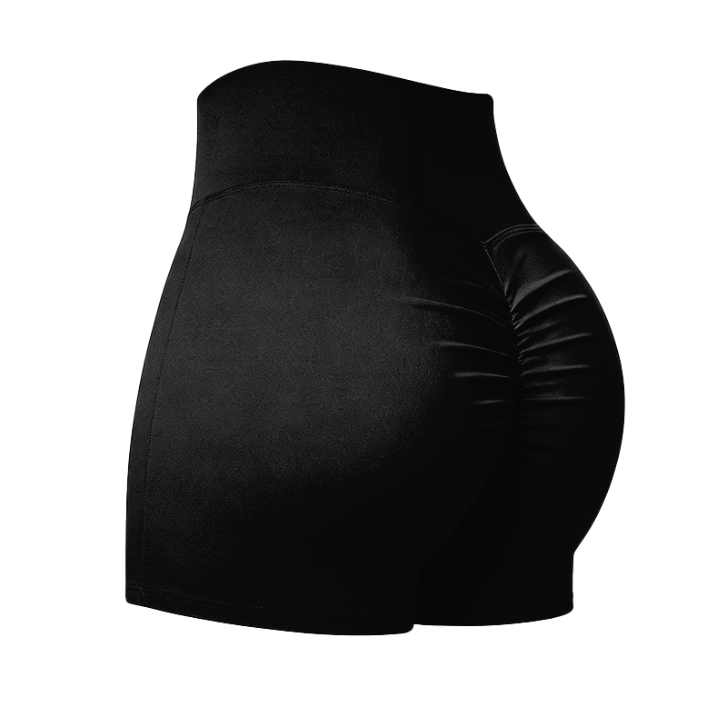 Solid Color Elevate High Waisted Scrunch Lift Active Yoga Shorts - Black - 4XL - image 10
