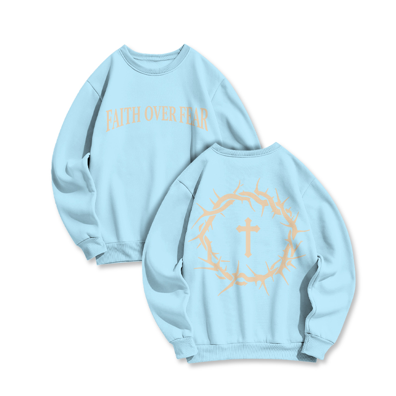 Streetwear Faith Over Fear Round Neck Sweatshirt - Blue - US16-18(2XL) - image 3