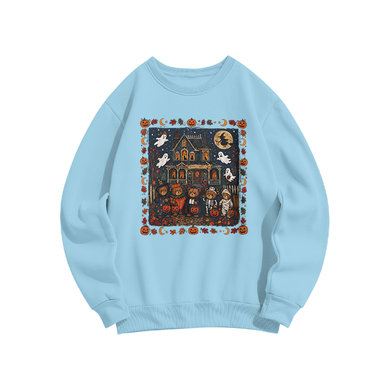 Halloween Haunted House Graphic Print Sweatshirt - Blue - US16-18(2XL) - image 7