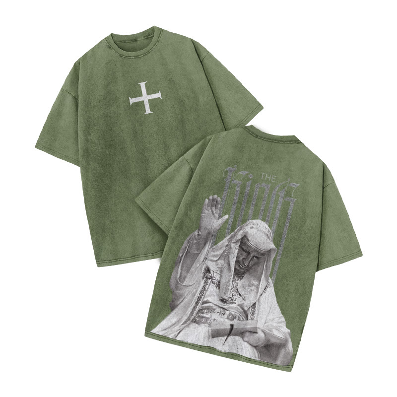 The King Cross Print Acid Washed T-shirt - Army Green - US20-22(3XL) - image 6