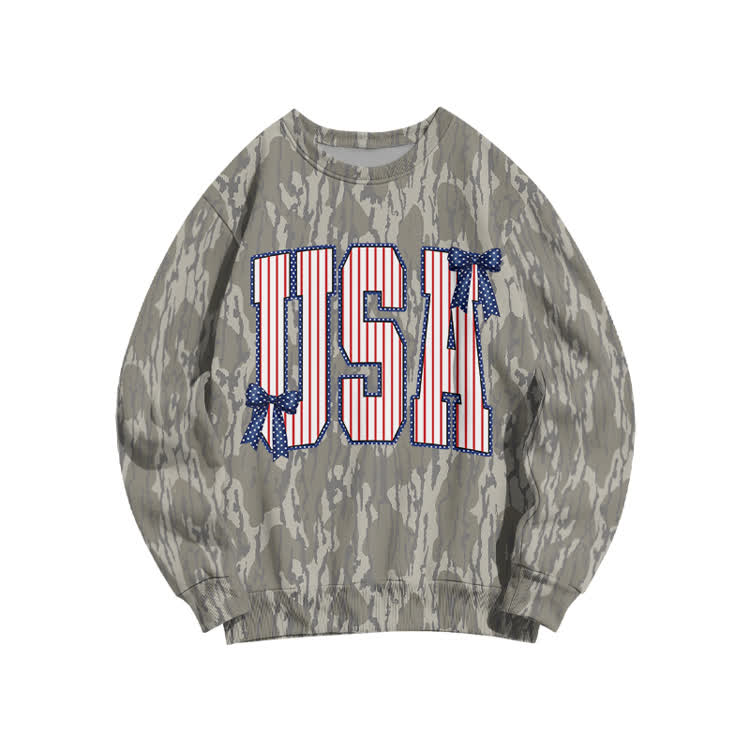 USA Camo Print Casual Sweatshirt - Striped Bow - 5XL - image 7