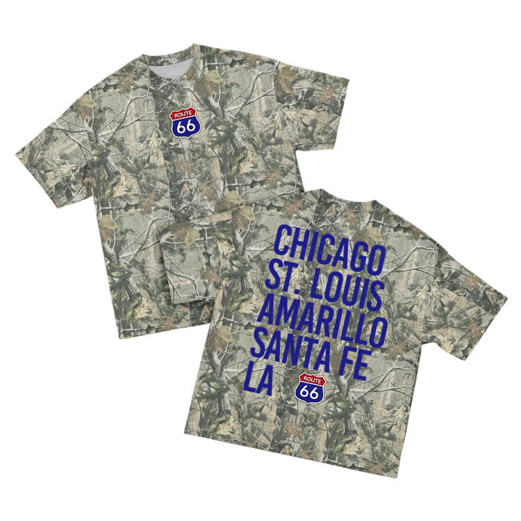 Vintage Route 66 Camo Graphic T-Shirt - Army Green - 3XL - image 4
