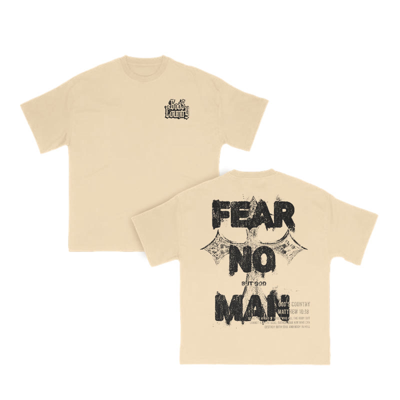 Fear No Man But God Print T-shirt - Apricot - US16-18(2XL) - image 6