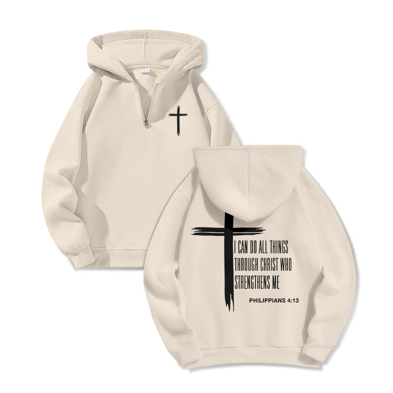 Philippians 4:13 Print Half Zip Hoodie - Apricot - US32-34(5XL) - image 6