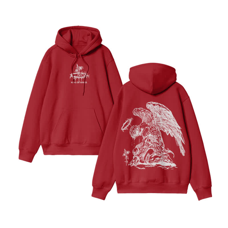 Unisex 100% Cotton Flower Of Hope Design Print Hoodie - Red - US16-18(2XL) - image 9