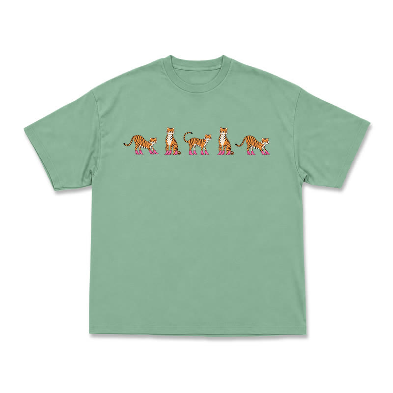 Lavender Mini Tiger Print Relaxed Fit Short Sleeve T-Shirt - Light Green - US16-18(2XL) - image 6