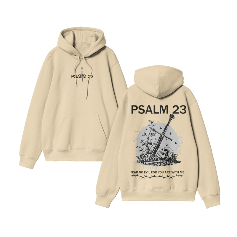 Unisex Psalm 23 Print Hoodie - Apricot - US16-18(2XL) - image 5