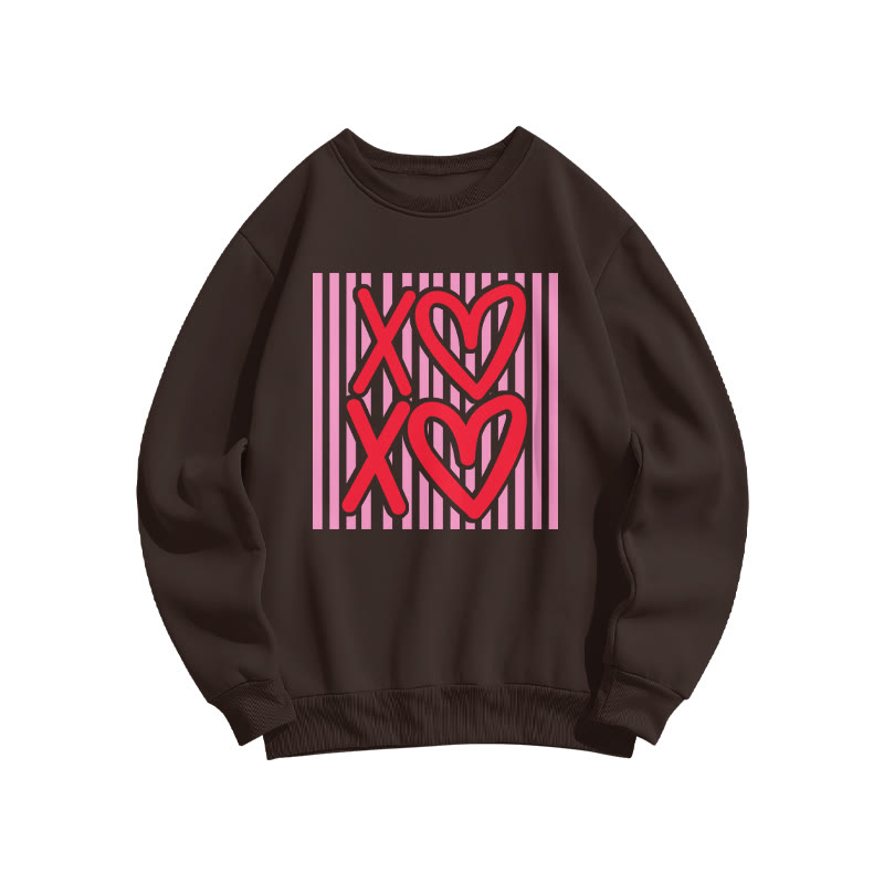 Xoxo Striped Valentine's Day Print Sweatshirt - Coffee - US16-18(2XL) - image 6