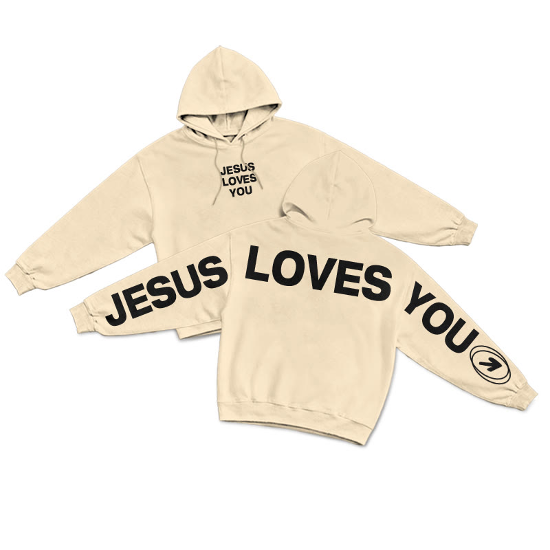 Jesus Loves You Creative Back Print Hoodie - Apricot - US16-18(2XL) - image 4