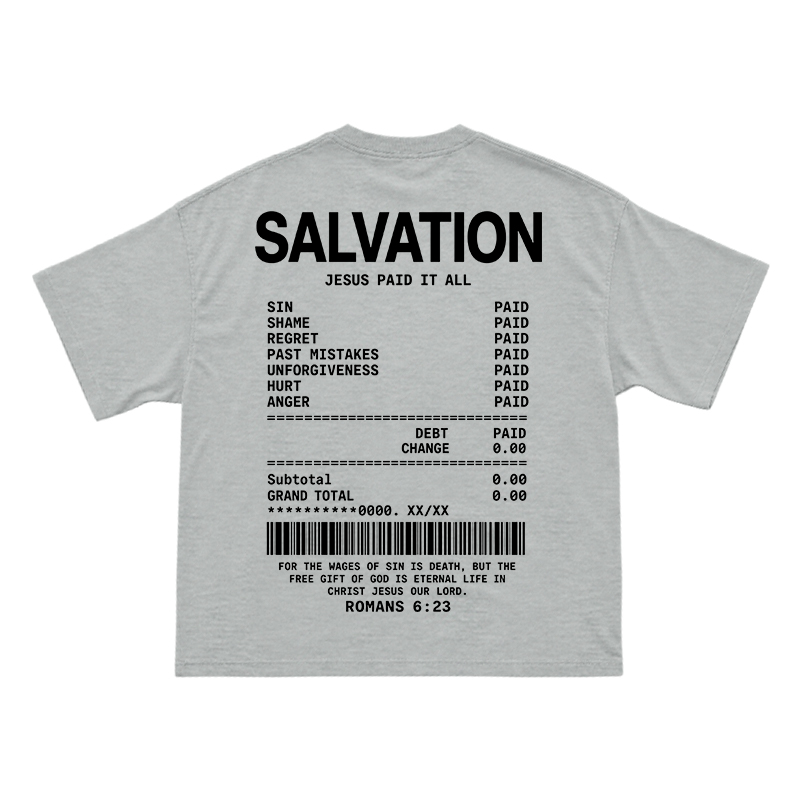 Faith Street Salvation Receipt Print T-Shirt - Grey - US16-18(2XL) - image 9