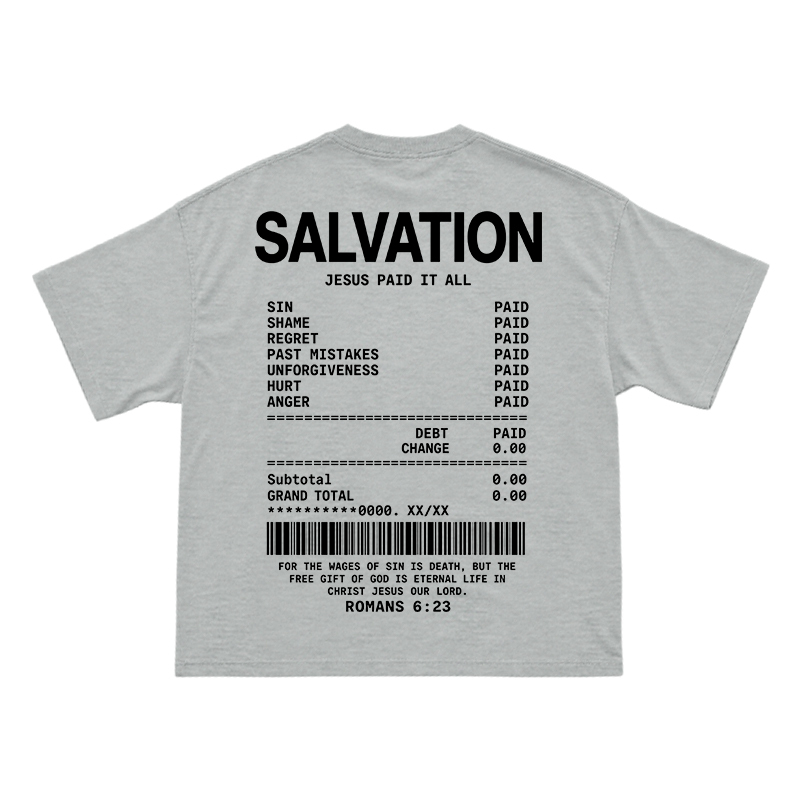 Faith Street Salvation Receipt Print T-Shirt - Grey - US16-18(2XL) - image 9