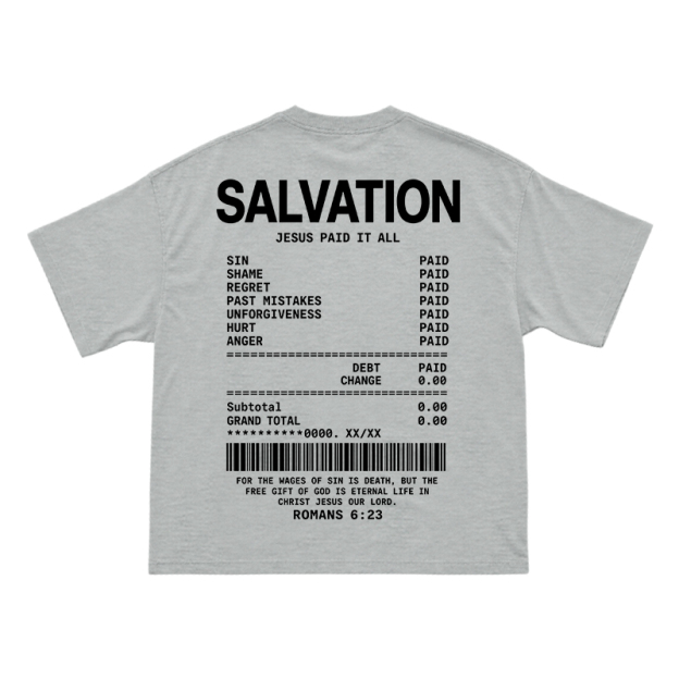 Faith Street Salvation Receipt Print T-Shirt - Grey - US16-18(2XL) - image 9