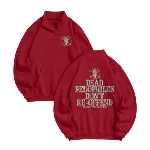 Dead Pedophiles Don't Re-offend Protect The Innocent Dead Leaves Camouflage Print Zip Sweatshirt - Red - US16-18(2XL) - image 6