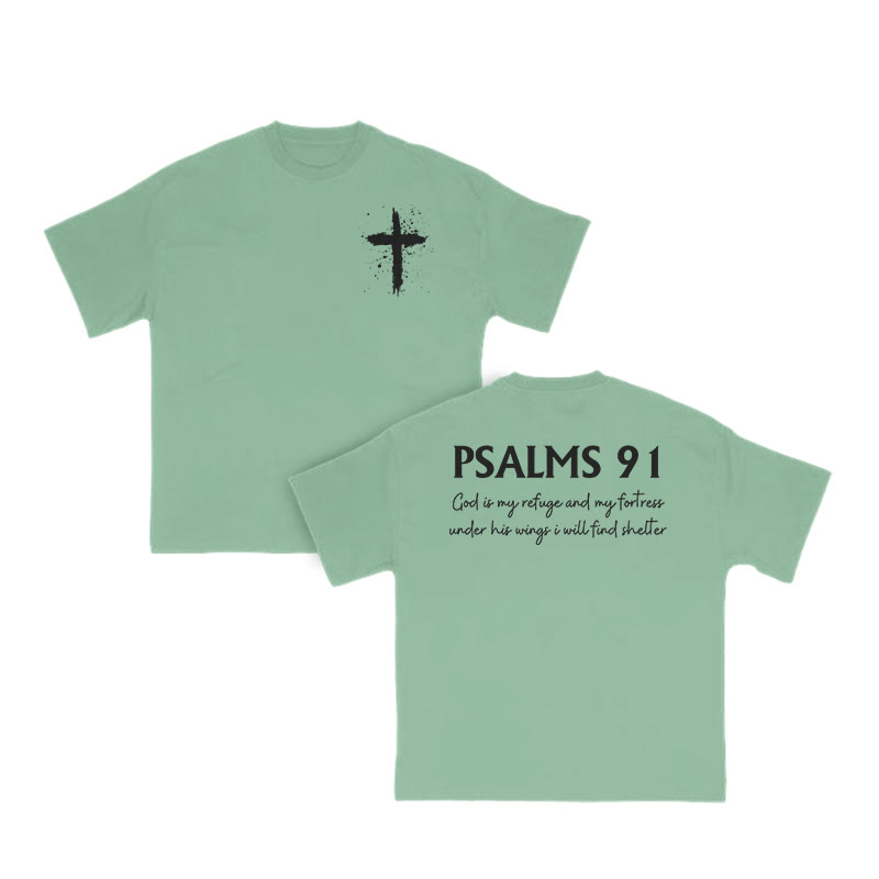 Unisex Psalms 91 Print T-shirt - Green - US16-18(2XL) - image 8