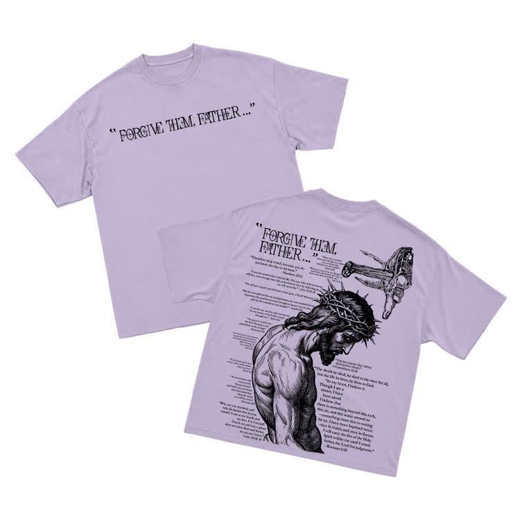 Vintage Forgive Them Father Back Graphic T-Shirt - Purple - US16-18(2XL) - image 13