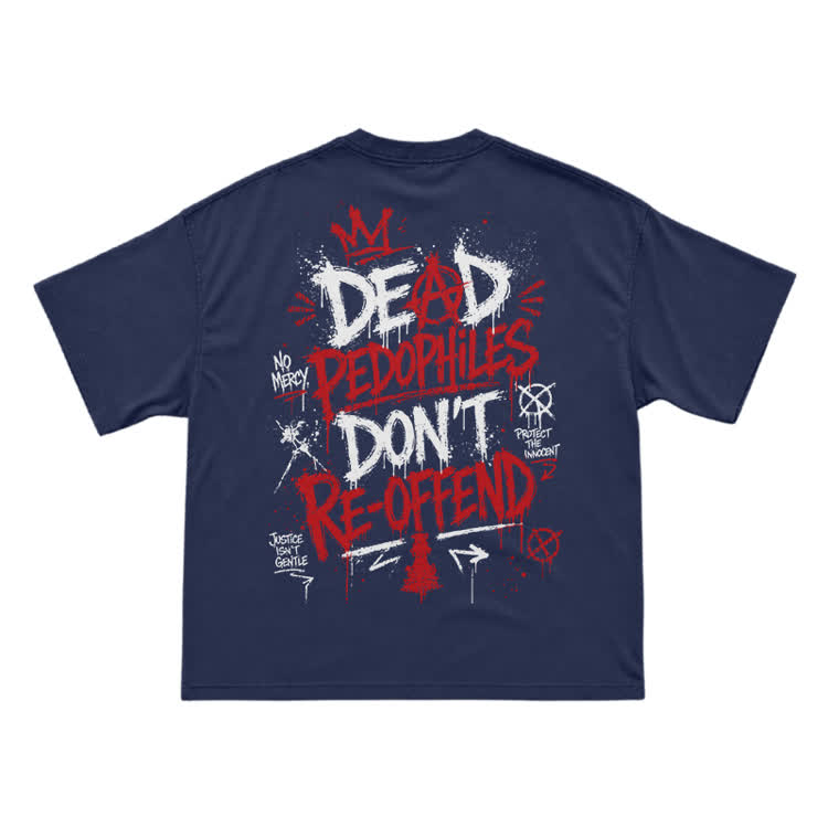 Street Punk Graffiti Back Print T-Shirt - Navy Blue - US16-18(2XL) - image 11