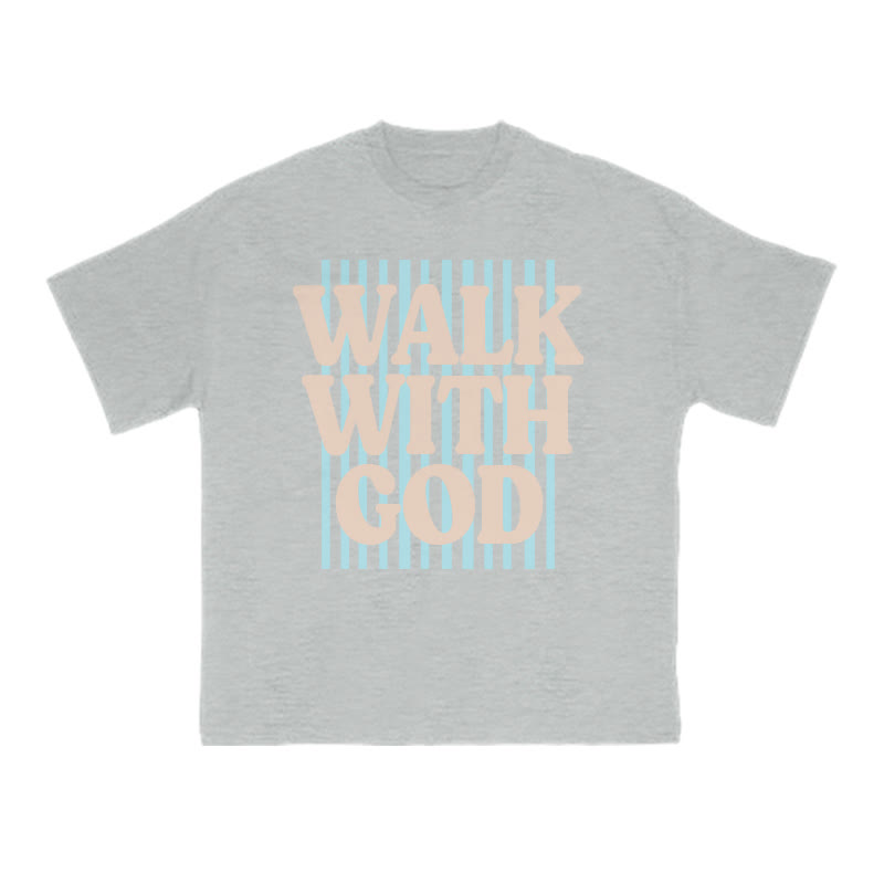 Unisex 100% Cotton Walk With God Stripes Print T-shirt - Grey - US16-18(2XL) - image 9