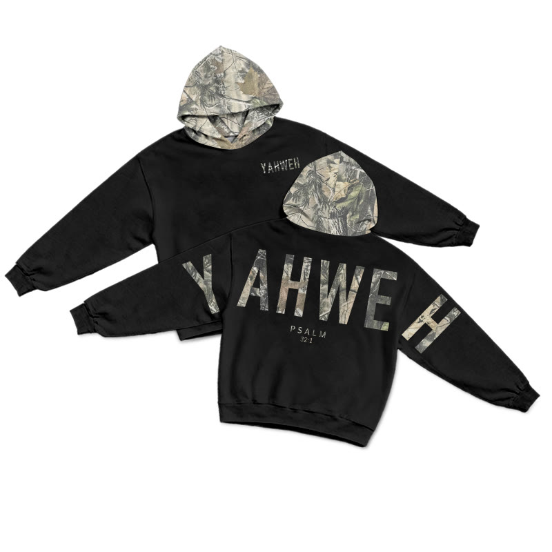 YAHWEH Psalm 32:1 Dead Leaves Camouflage Print Hoodie - Black - US28-30(4XL) - image 3