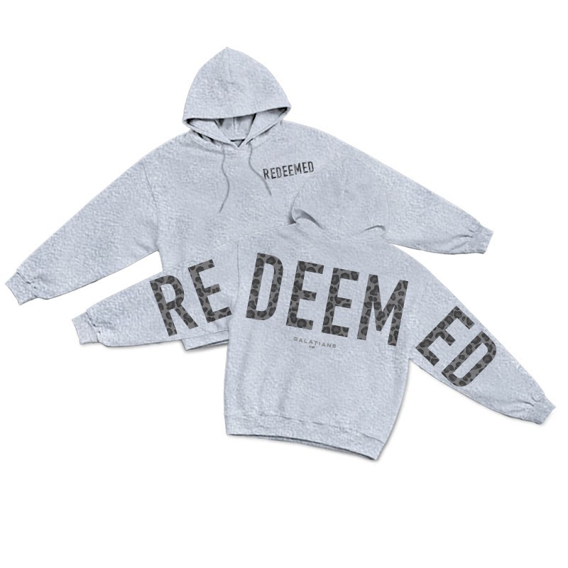 Leopard Design Redeemed Galatians 2:20 Print Hoodie - Grey - US16-18(2XL) - image 3
